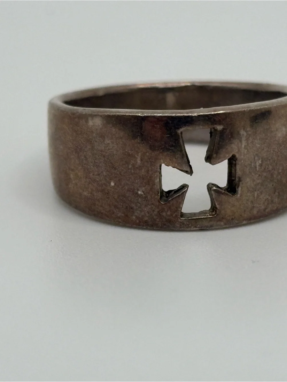 925 Sterling Silver Maltese Cross Ring Size 9 Mens Biker Gothic Wide Band